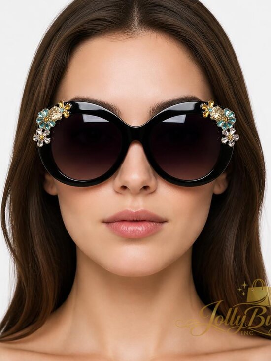 Betsey Johnson Accessories - Betsey Johnson Women's Glam Oversized Sunglasses Black Jeweled Frame